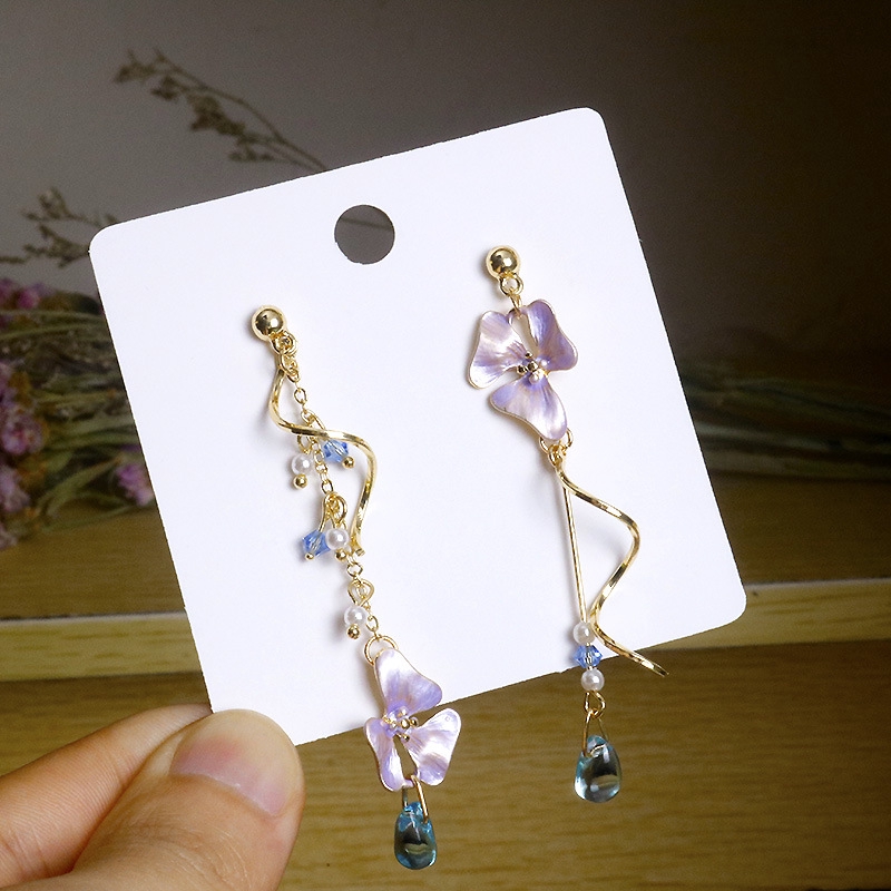 Đôi bông tai bạc 925 hình hoa tím xinh xắn cho nữ