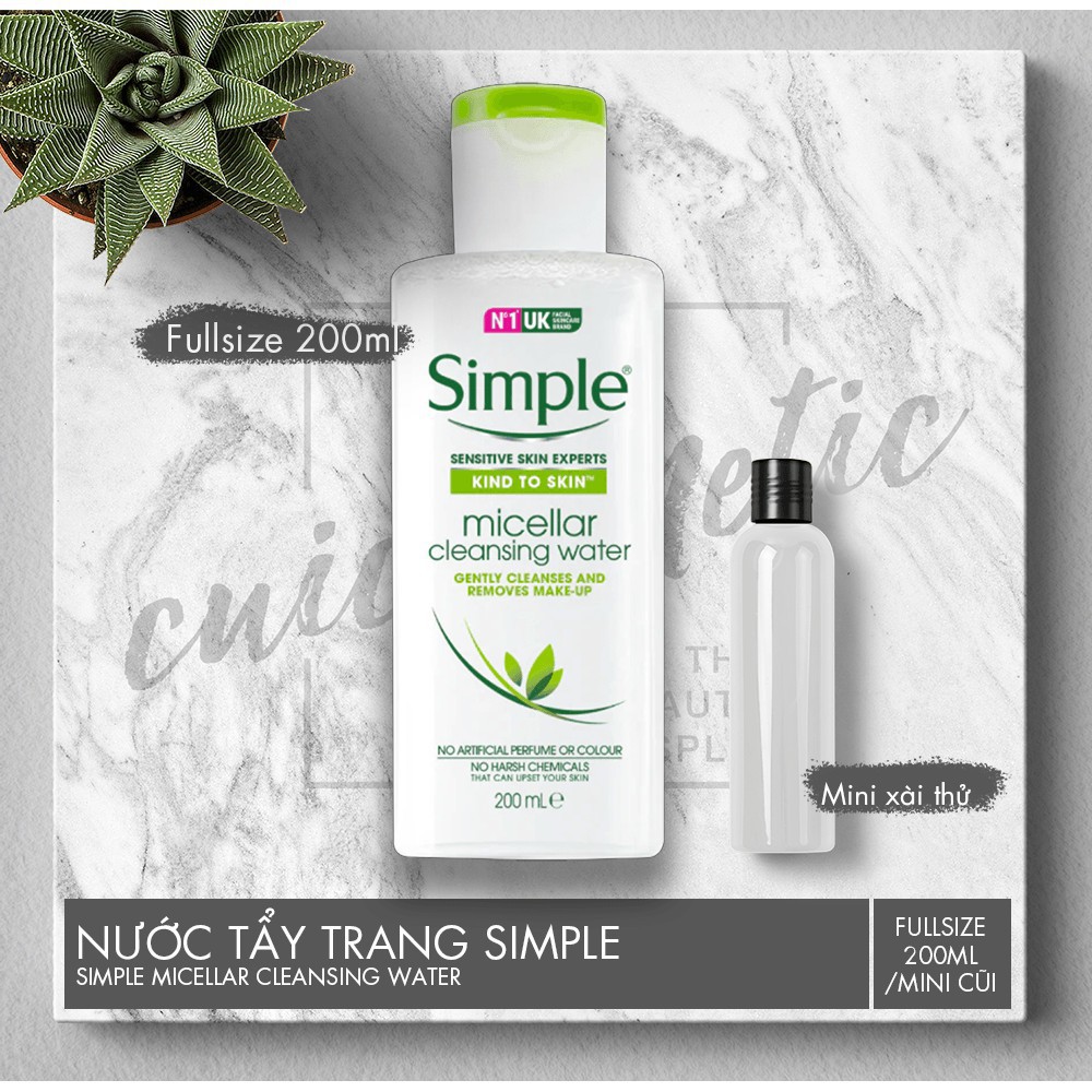 Nước Tẩy Trang Micellar Simple 200ml