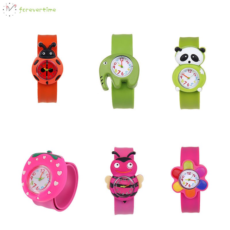 ☞ Phụ kiện trang sức☜ 1 Pcs Children Kids Wrist Quartz Watch Silicone Strap Cute Cartoon Style Fashion Birthday Gift