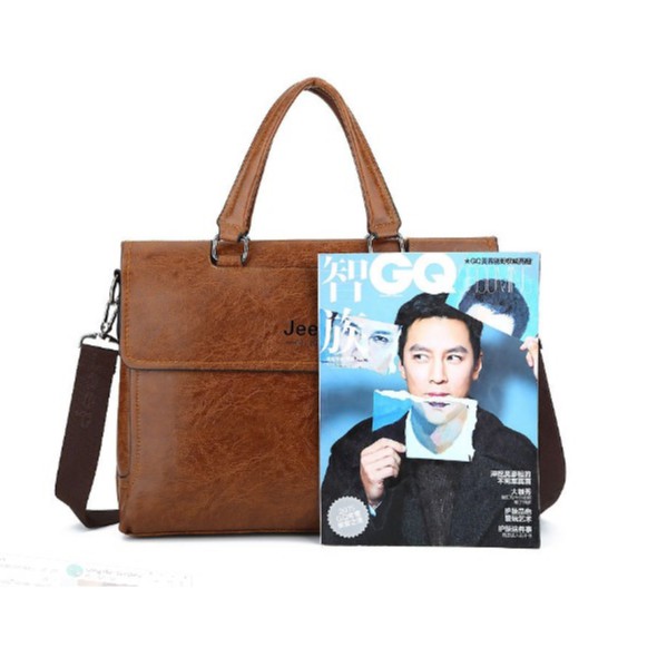 Túi xách công sở JEEP BULUO mã T02 đựng vừa laptop 14inch 39x29x8cm (Nâu đậm-Nâu sáng-Đen) | BigBuy360 - bigbuy360.vn