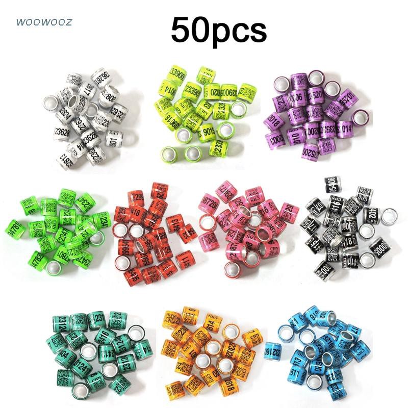 Set 50 Vòng Đeo Chân Chim Bồ Câu Nhiều Màu Sắc Xác Định Tiện Dụng