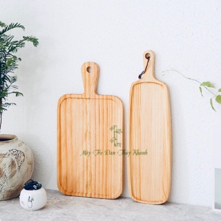 Thớt gỗ decor, khay hình thớt đựng bánh, sushi trang trí