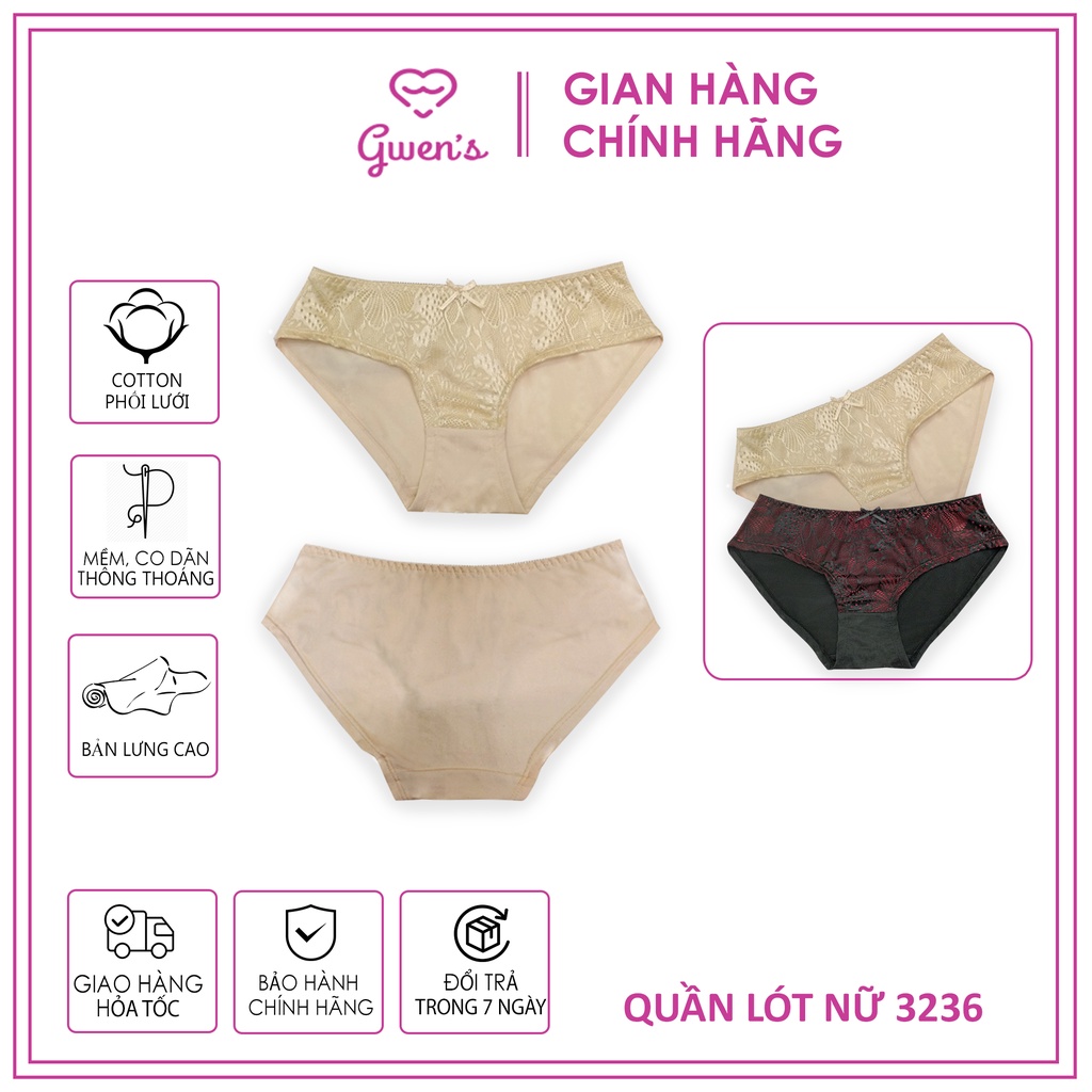 Quần lót nữ lưng cao thun poly Gwen's phối ren trẻ trung gợi cảm GWPO3236
