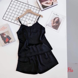 bộ đùi ngủ 2 dây lụa bóng satin Hs