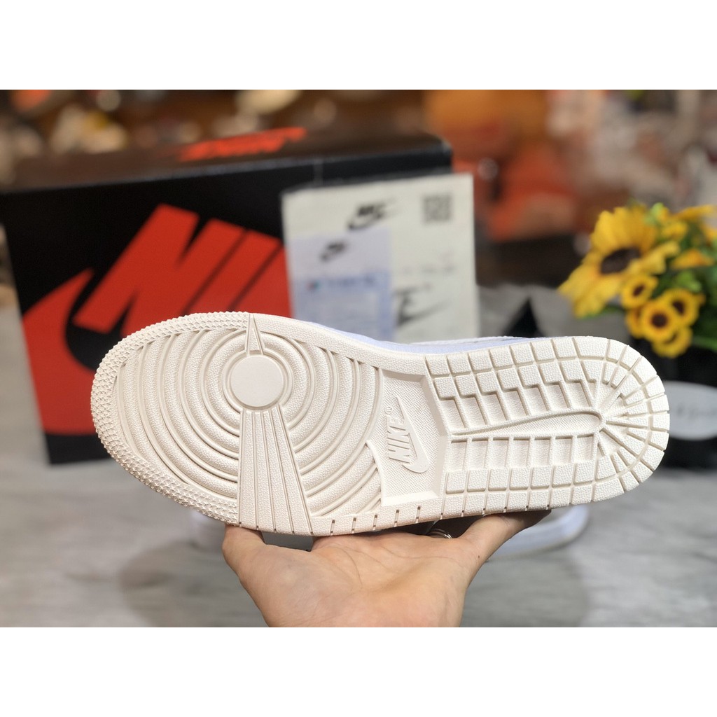 Giày Force trắng xám gót xanh, giày Air Jordan 1 Low Paris