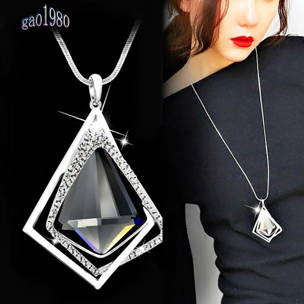 Vòng cổ Dáng Dài Đính Đá Pha Lê Thời Trang Cho Nữ