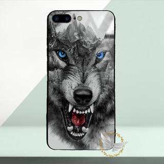 Ốp lưng kính cường lực iPhone 7 Plus, iPhone 8 Plus hình Sói