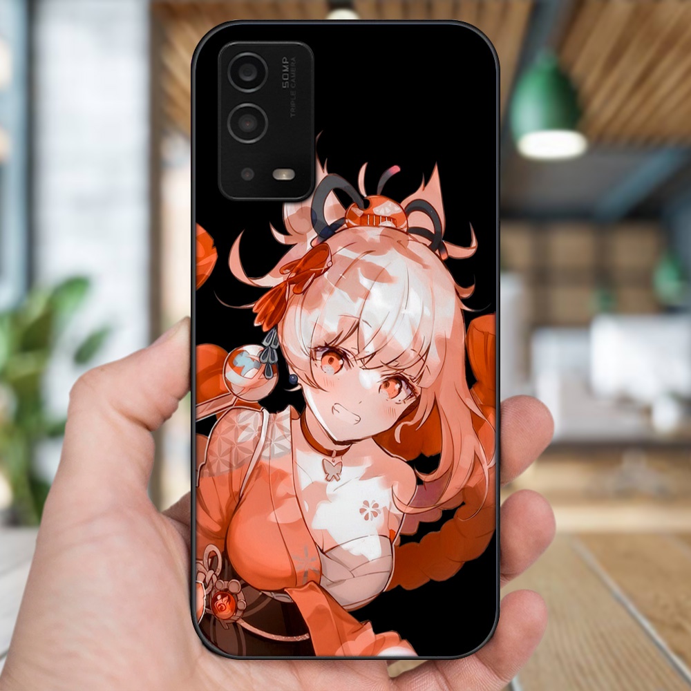 Ốp lưng Oppo A55 4G, A55 5G viền đen in hình Yoimiya Genshin Impact