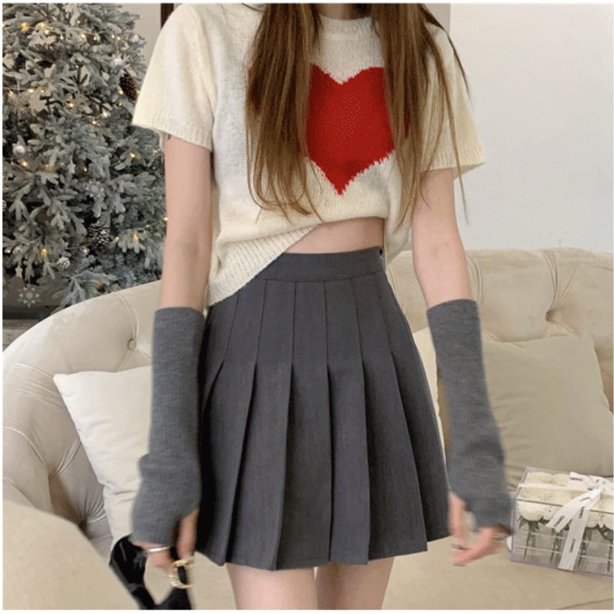 HUANG YOYO Chân Váy Chữ A Lưng Cao Xếp Ly Thời Trang Hàn Quốc Dễ Phối Đồ Cho Nữ