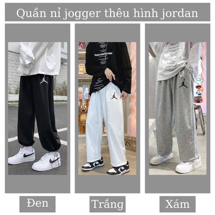 Quần nỉ jogger ống rộng bo gấu nam nữ unisex ulzzang thêu hình phong cách bóng rôt thoải mái RÔ STORE QD30