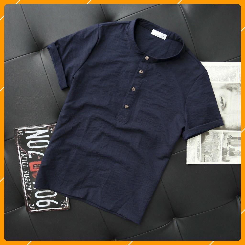 Áo Đũi Nam Cổ Tàu, Áo Đũi Cộc Tay Đẹp, Áo Mặc Đi Chơi Đi Biển Thoáng Mát, Hàng Đũi Thái Loại 1 hot MANKO_STORE-AD63 | BigBuy360 - bigbuy360.vn