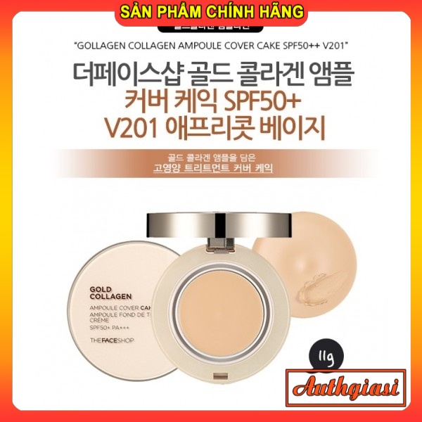 Phấn Phủ TFS Gold Collagen Ampoule Two-way Pact The Face Shop SPF30 PA+++