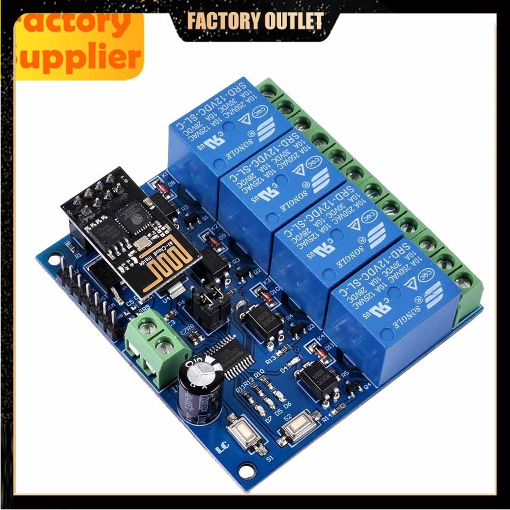 Rơ Le 12V ESP8266 ESP-01 4 Kênh WiFi Cho Mô Đun Điều Khiển IOT Phone APP