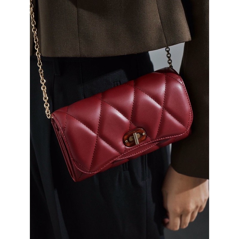 Ví Dài CNK Khoá Xoay Trần Trám Quilted Turn- Lock Wallet