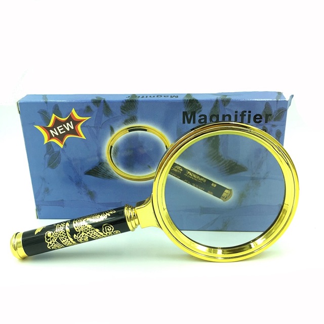 Kính lúp cầm tay Magnifier tay cầm rồng mạ vàng cuộn quanh.