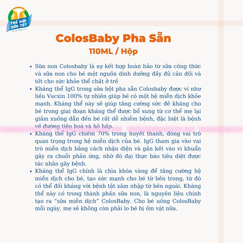 Thùng Sữa 48 Hộp Coloscare - Colosbaby pha sẵn 110ml - Hỗ Trợ Tăng Cường Miễn Dịch Đề Kháng Khỏe Mạnh thegioisuatot