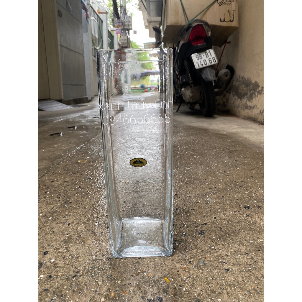 Bình thủy tinh trang trí, cắm hoa trụ VUÔNG 10x40cm