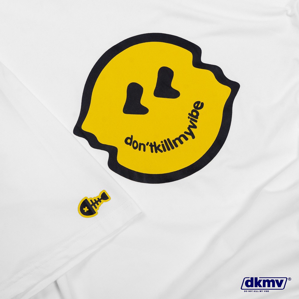 Áo thun unisex form rộng nữ màu trắng Dont' Kill My Vibe | DKMV Always Smile Tee - White