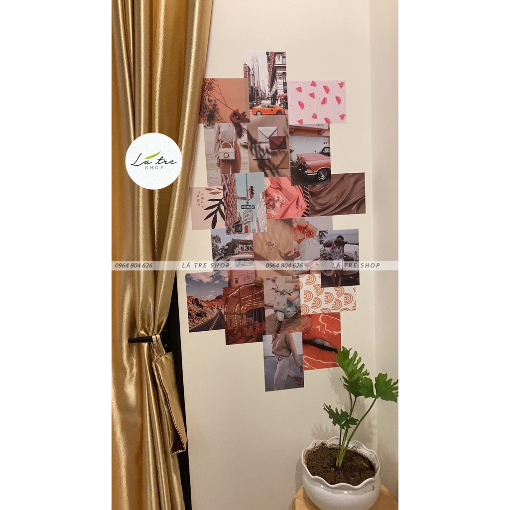 Postcard decor dán tường sticker vintage cute decal theme Pinky mẫu 3 1303