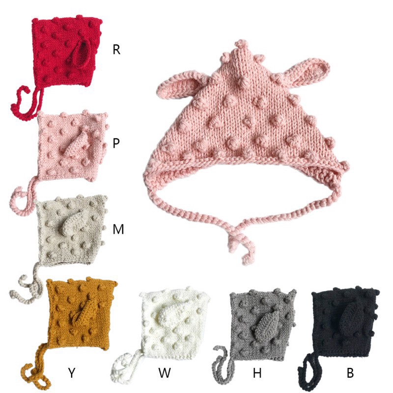 Mũ trùm đầu dệt kim thiết kế đáng yêu cho bé