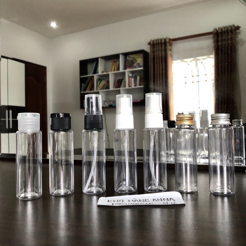 [Chai Hủ lọ 30ml] Chai Pet Nâu- Chai nhựa trong suốt chiết Mỹ phẩm- Chai Nâu 30ml Xịt sương/ xịt giọt/ nắp bật/ nắp nhôm