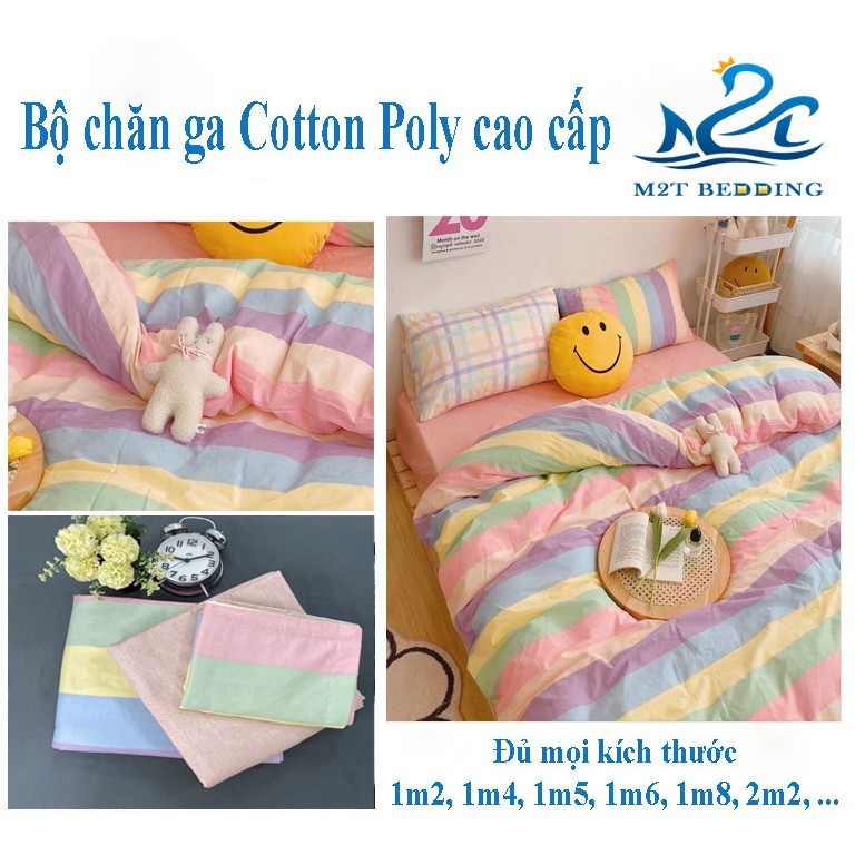 Bộ chăn ga gối Cotton Poly M2T bedding Tuổi Thanh Xuân, chăn mền, drap giường và 2 vỏ gối | BigBuy360 - bigbuy360.vn