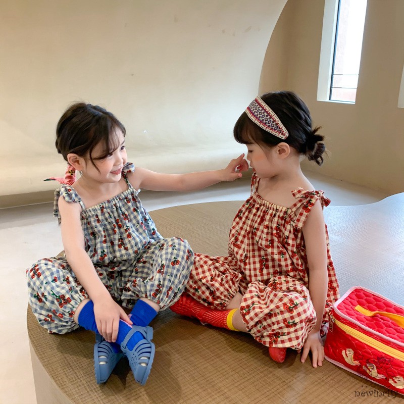 Áo Liền Quần Hai Dây In Hoa Cho Bé Gái