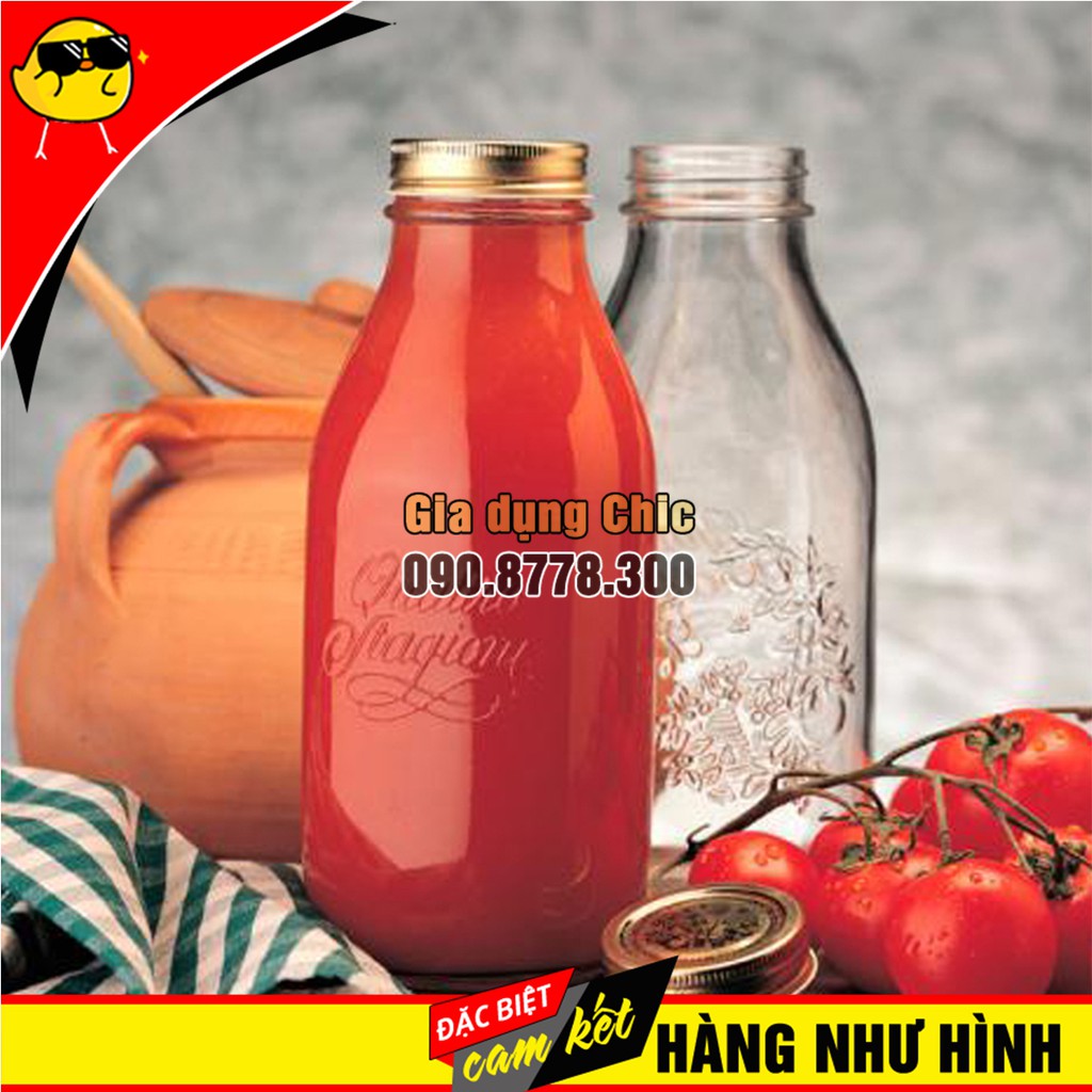 [ITALY] Chai đựng đựng nước ép, sữa hạt Quattro 1L - Bormioli Rocco