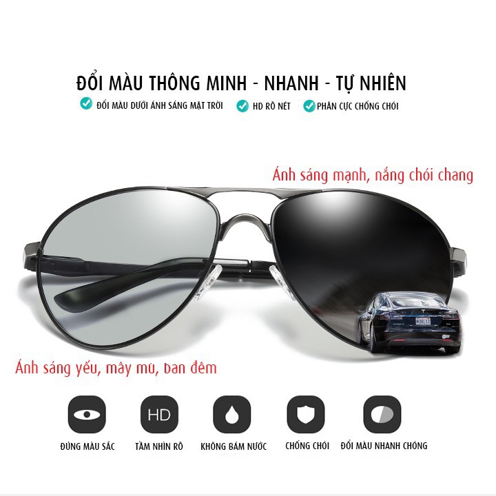 KÍNH MẮT NAM PHÂN CỰC CAO CẤP CHÍNH HÃNG AVIATORAORON, KÍNH ĐỔI MÀU ĐI NGÀY VÀ ĐÊM CHỐNG CHÓI HIỆU QUẢ
