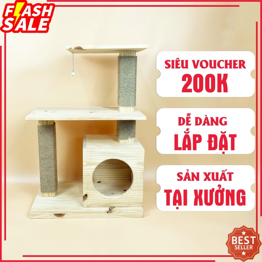 Cattree cho mèo - Nhà cây cho mèo bằng gỗ giá rẻ từ xưởng