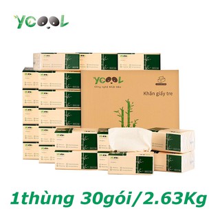 Thùng 30 gói giấy ăn than tre gấu trúc Ycool 300 tờ/gói - Thùng 2.6kg - Không chất tẩy trắng, tiệt trùng ở nhiệt độ cao