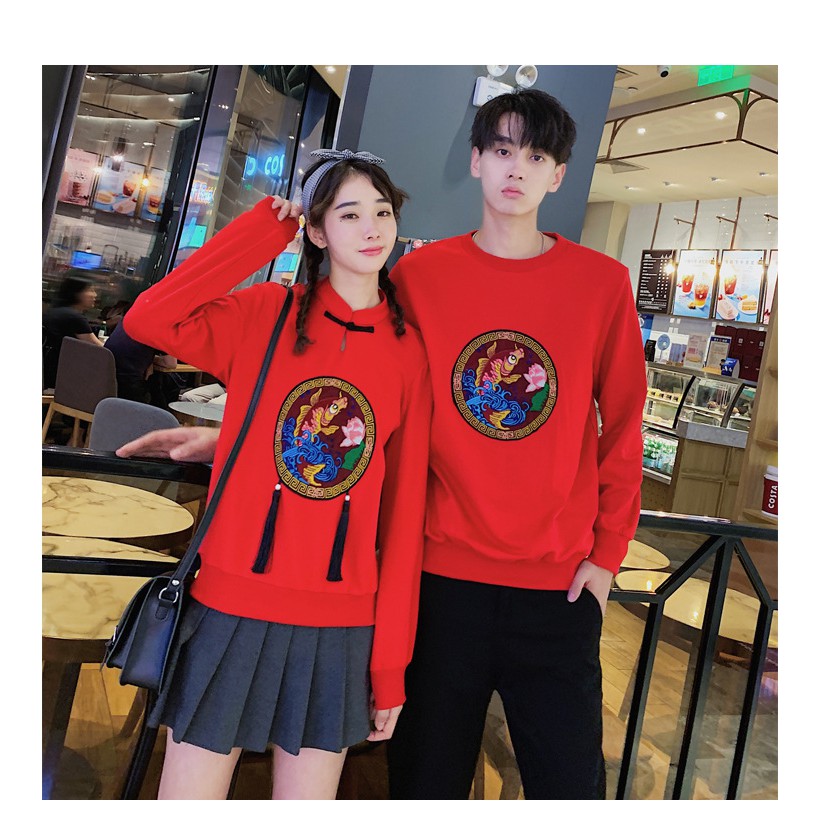 Áo Sweater Tay Dài Kiểu Trung Hoa Thời Trang Mùa Thu 2019 Cho Các Cặp Đôi