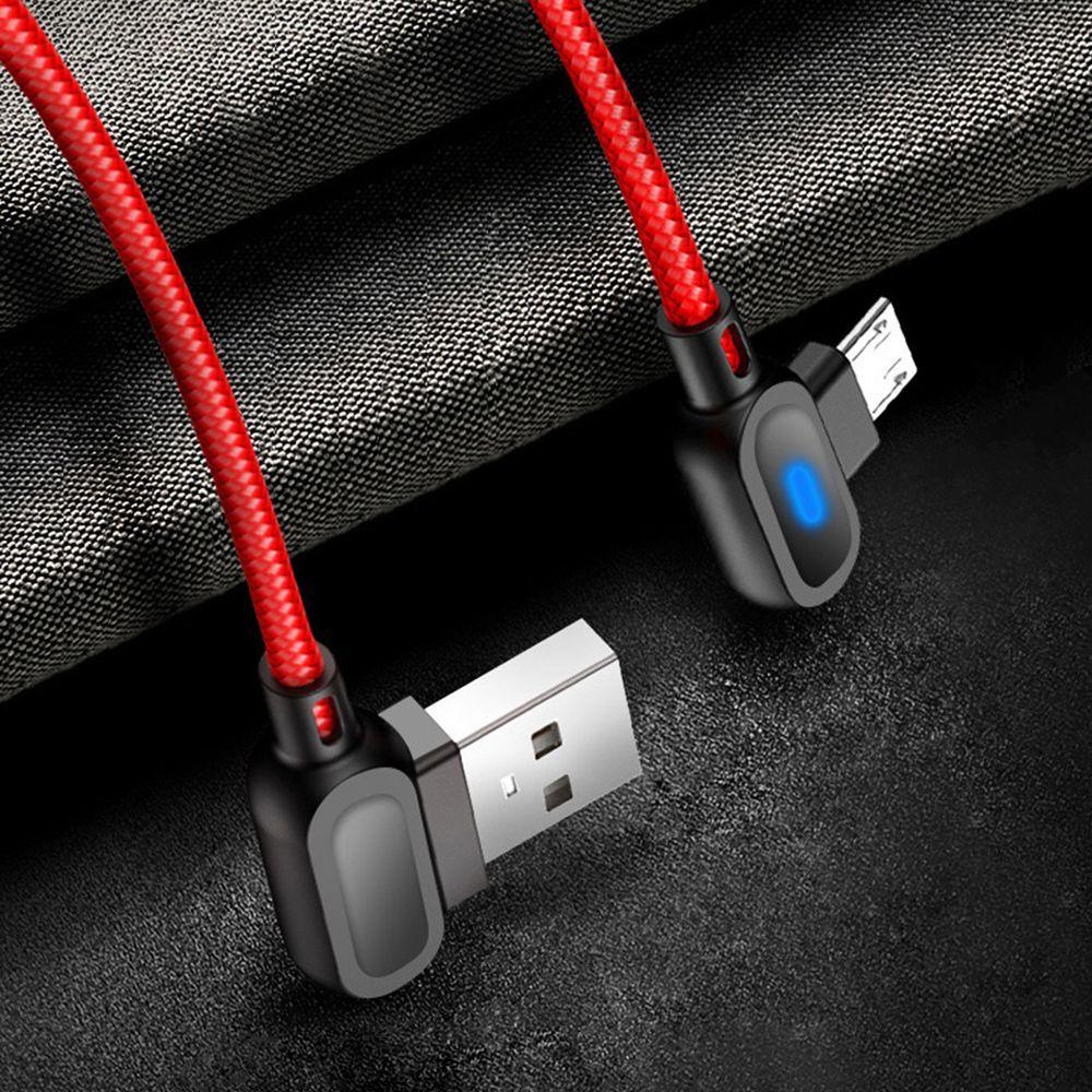 Cáp Sạc Micro USB Type C 90 Độ Có Đèn LED Chất Lượng Cao