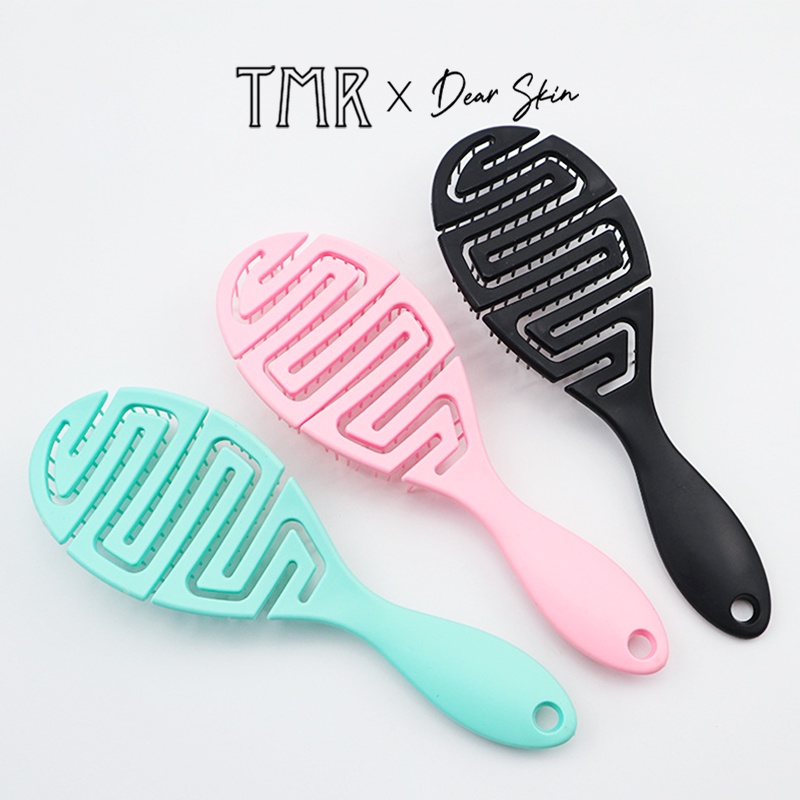 TMR Lược Gỡ Rối, Chải Tóc Ướt, Mát Xa Da Đầu Tiện Dụng Hair Comb Brush 3 Màu Xinh Xắn_Hồng_Đen_Xanh