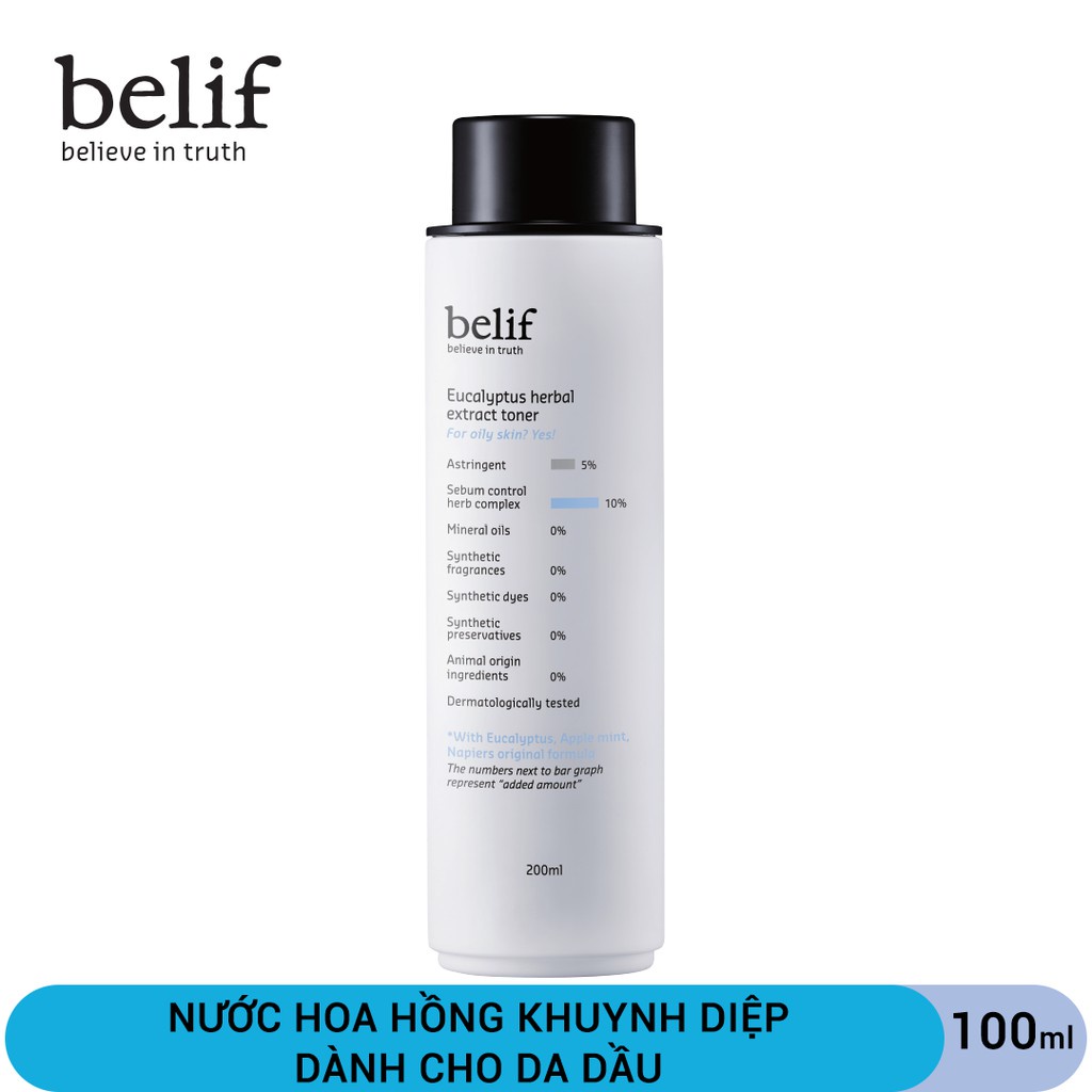 [Mã COSLG5 giảm 10%]Nước cân bằng khuynh diệp ngăn ngừa mụn cho da dầu Belif Eucalyptus Herbal Extract Toner 200ml