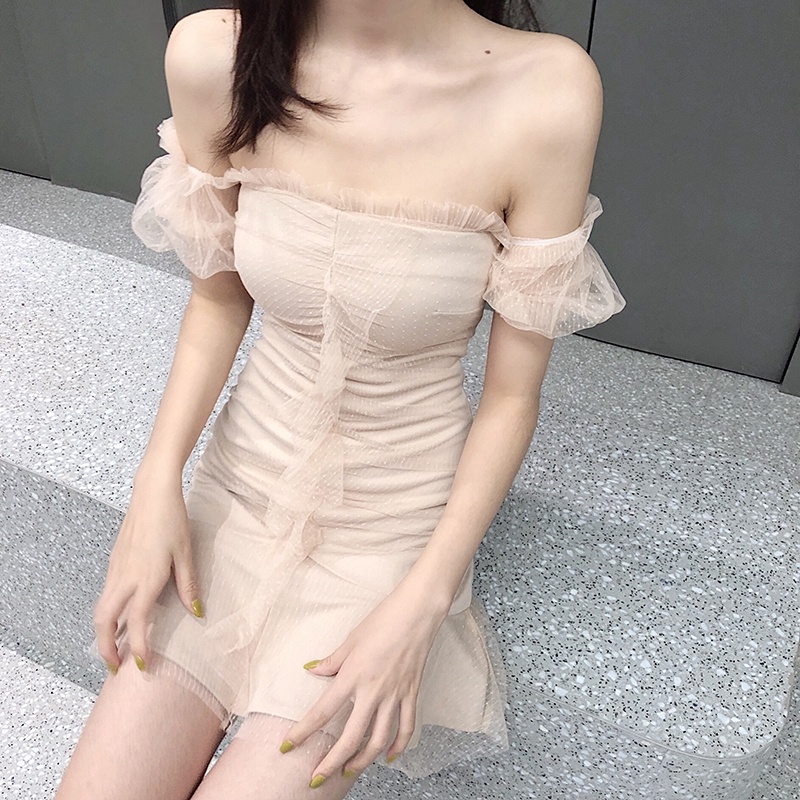 IELGY IELGY Đầm Đen Dáng Chữ A Lưng Cao Phong Cách Pháp Thời Trang Cho Nữ