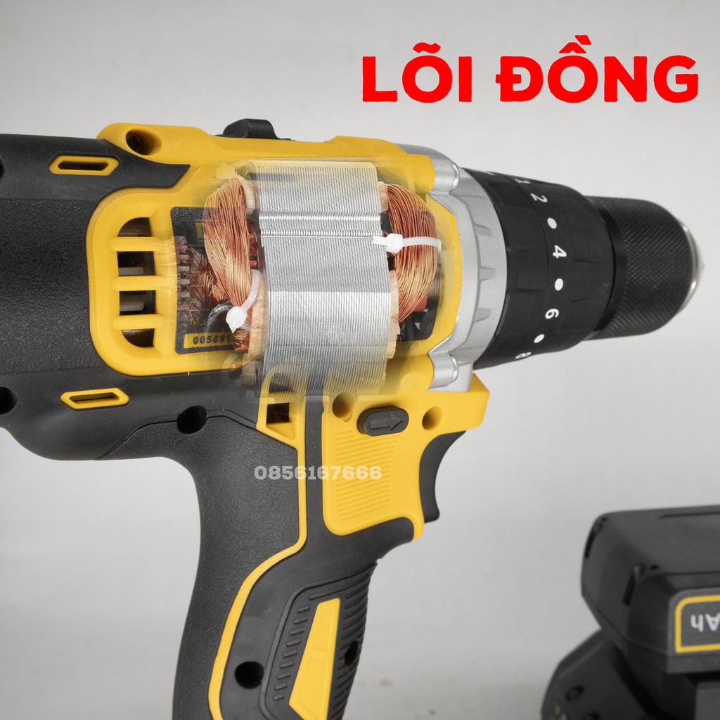 Máy Khoan Pin DEWALT 36V, Khoan bê tông, Bắt vít - 100% Lõi Đồng - 2 Pin Chuẩn 5 CELL [TẶNG BỘ PHỤ KIỆN 24 CHI TIẾT]