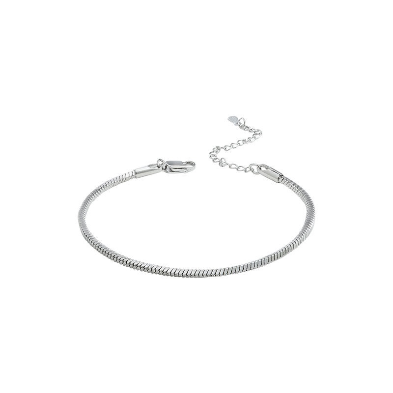 Vòng Tay Cặp Đôi Hình Xương Rắn Bằng Bạc Đơn Giản Làm Quà Tặng Valentine