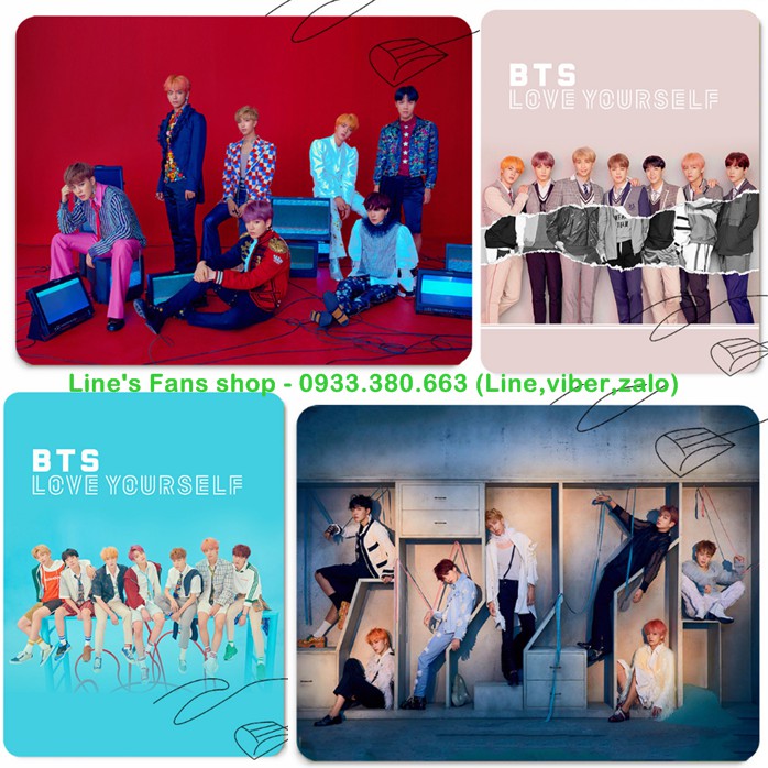 Lót chuột hình BTS Love Yourself Answer_Mẫu mới (KM tặng Sticker & huy hiệu BT21 BTS)