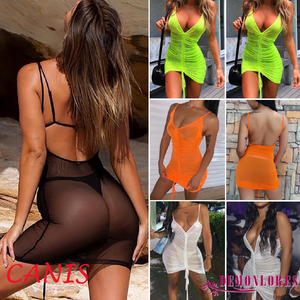 Đầm nữ dáng ôm phối vải lưới xuyên thấu gợi cảm
