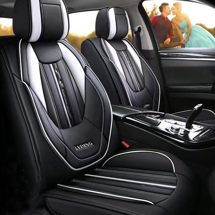 Đệm Da PU Lót Ghế Ngồi Xe Hơi Mát Xa Thoáng Khí Thiết Kế Thể Thao Thông Dụng 5 Chỗ Ngồi