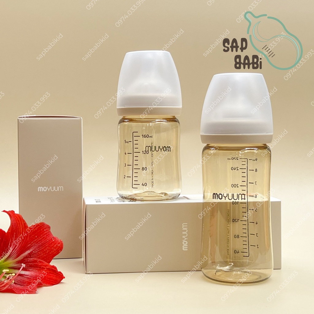 (nhận diện mới) Bình sữa Moyuum PPSU nội địa Hàn Quốc 170ml 270ml - Hàng chính hãng (Có tùy chọn núm)