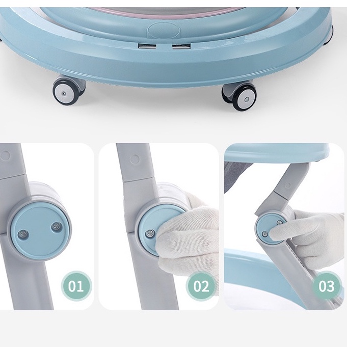 Xe tập đi- Xe tập đi em bé 2 in 1 có bàn ăn dặm có tay đẩy và đèn nhạc.