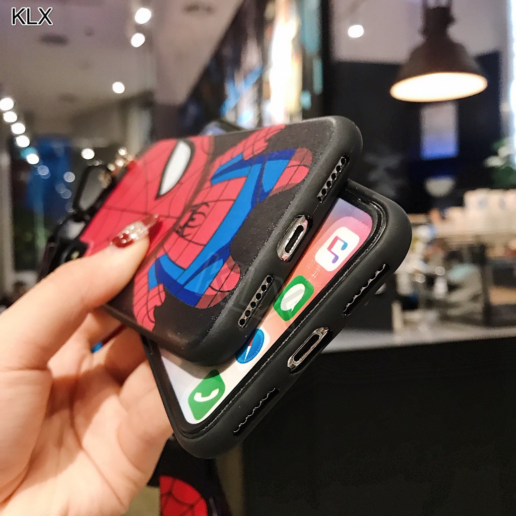 Ốp Điện Thoại Dẻo Họa Tiết Iron Man Batman Kèm Dây Đeo Cho Samsung Galaxy Note 10 Pro A30s A10s S7 Edge S8 S9 S10 Plus S10e