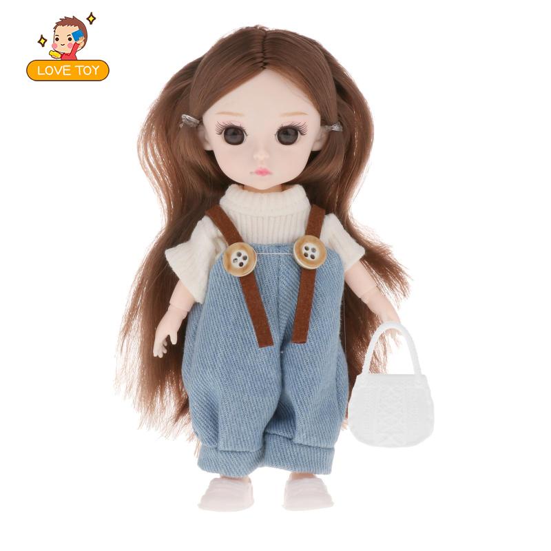 [whgirl]Fashion 13 Flexible Ball Jointed ,1/8 BJD Doll with Clothes Shoes Long Hair,Dress up Accessor,Baby Doll Toy Gift