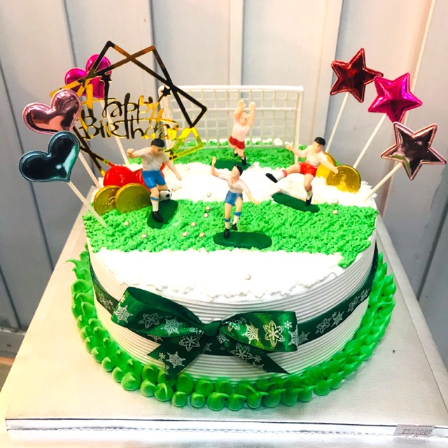 Bộ 7 cầu thủ bóng đá 2 cổng goal trang trí bánh kem hpbd