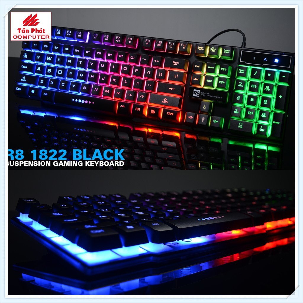 Bàn Phím R8 1822 Giả Cơ Chuyên Game Led 7 Màu