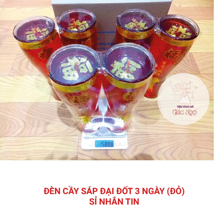ĐÈN CẦY LY ĐẠI ĐỐT 3 NGÀY / ĐÈN SÁP DẺO RAU CÂU - VÀNG MÃ GIÁ RẺ SỈ LẺ