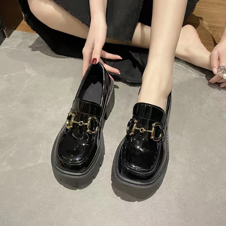 Giày Lười Da Đế Dày 6CM Tăng Chiều Cao Phong Cách Preppy Thời Trang Cho Nữ