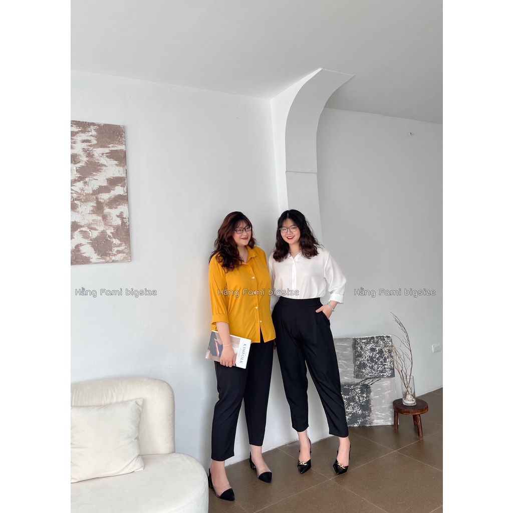 Áo sơ mi dài tay trơn nữ bigsize